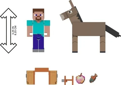 Mattel MINECRAFT PAGRINDINIŲ FIGŪRĖLIŲ 2 VNT. RINKINYS – Styvas ir Asilas