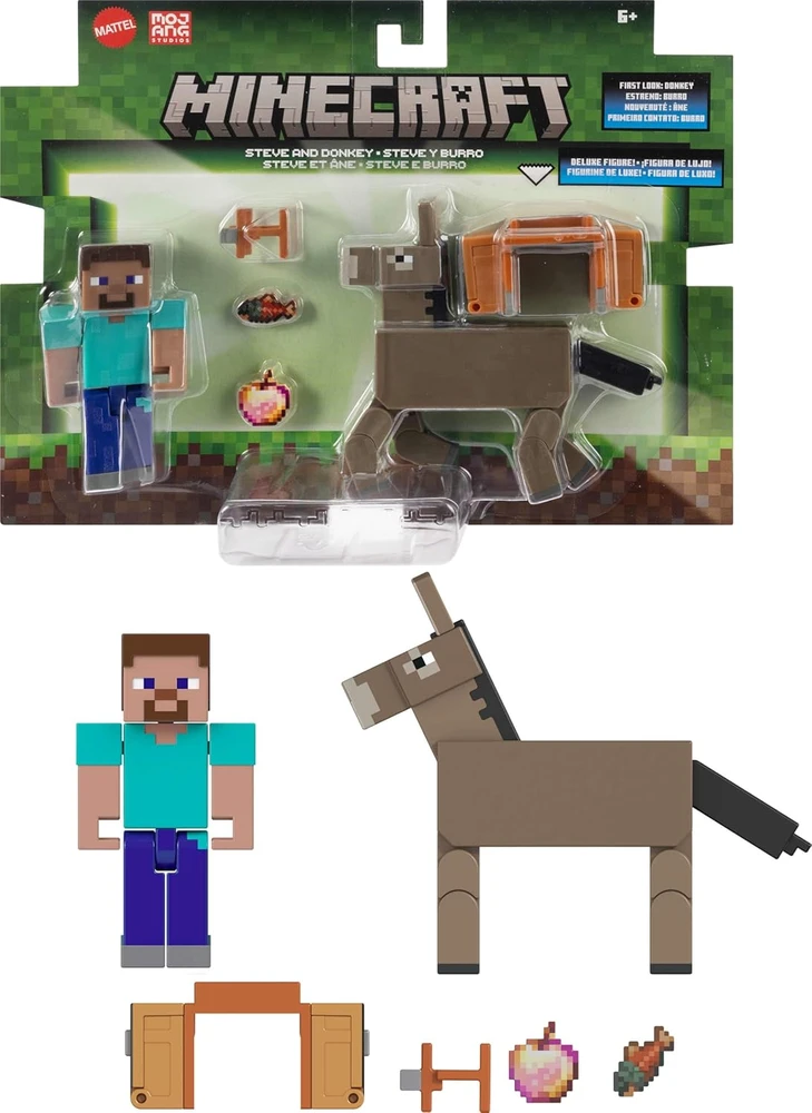 Mattel MINECRAFT PAGRINDINIŲ FIGŪRĖLIŲ 2 VNT. RINKINYS – Styvas ir Asilas