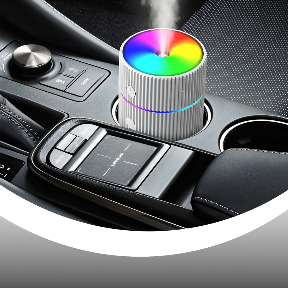 Mini automobilio oro drėkintuvas su aromatiniu difuzoriumi ir USB RGB naktine lempute - ER1165
