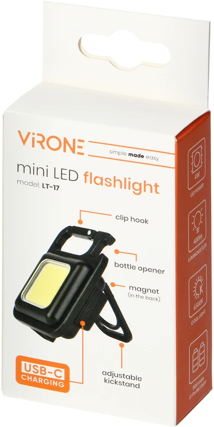 Orno Mini COB LED žibintuvėlis, 400lm, 500mAh, 6500K