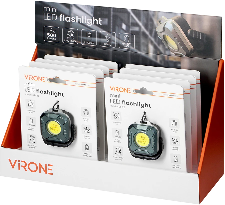 Mini COB LED žibintuvėlis, 500lm, 1200mAh, CCT