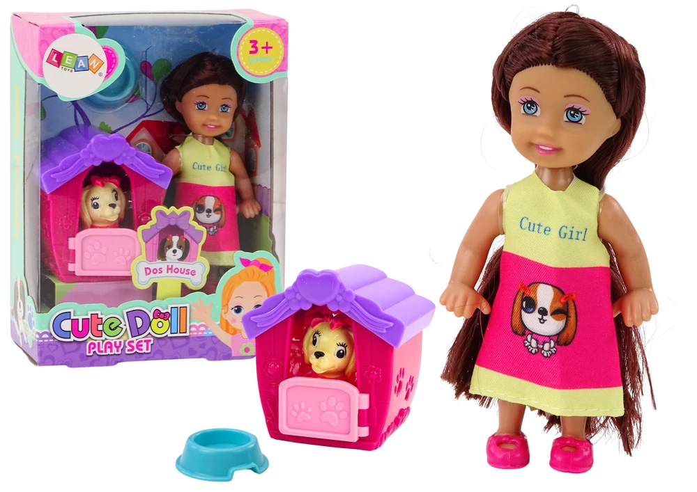 Lean Toys Lėlė su šuniuku ir veislynu