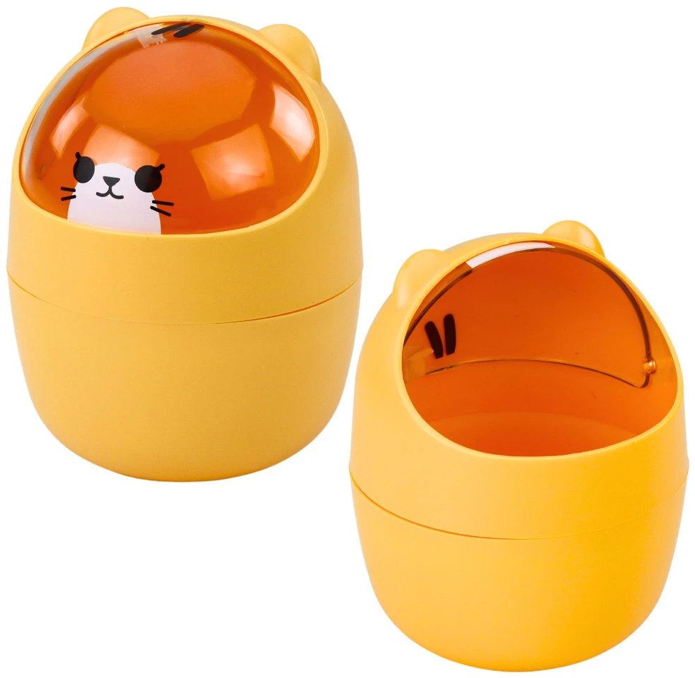 Lean Mini stalo krepšelis su meškiuko dangčiu, oranžinis, 1 L, 16 cm