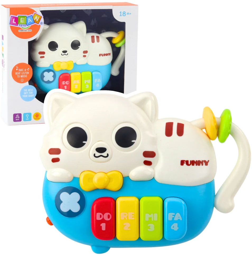 Lean Toys Interaktyvus mini pianinas vaikams katės formos 15x11x4 cm