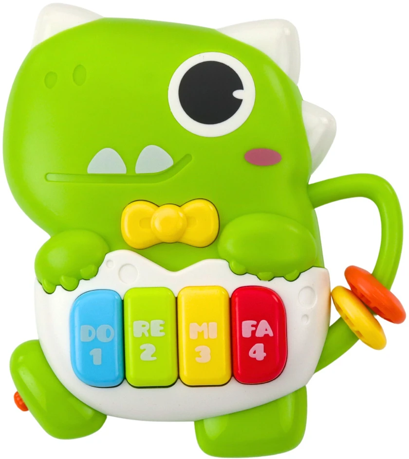 Lean Toys Žalias Dinozauras Mini Pianinas su Šviesos ir Garso Efektais