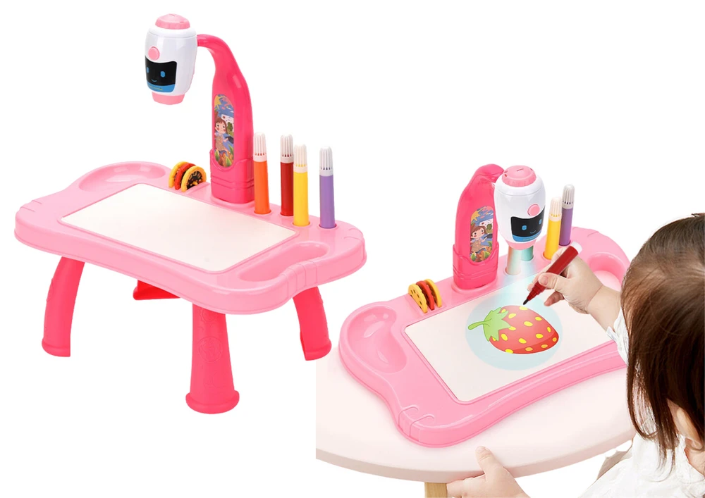 Lean Toys Mini Projektorius Piešimo Robotas 2in1 Rožinis