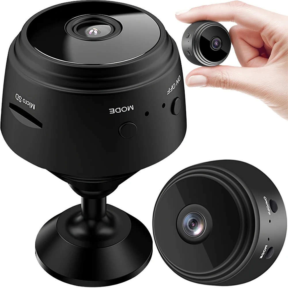 Mini šnipinėjimo kamera su „Full HD“ IR „Wi-Fi“ aptikimu