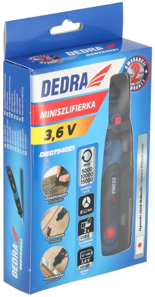 Dedra Miniszlifierka Mini šlifuoklis 3,6 V, belaidis USB
