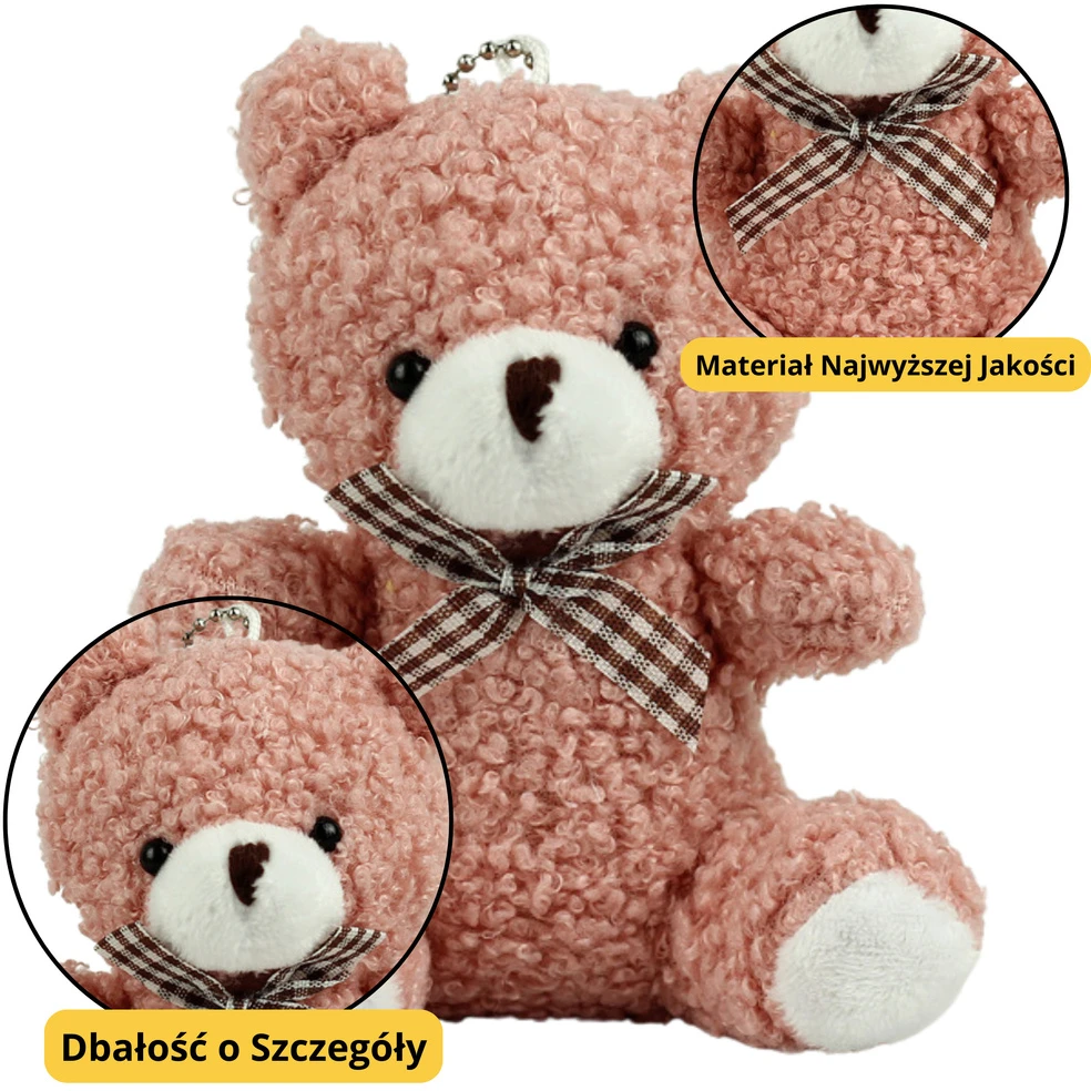 Lean Toys Pliušinis meškiuko raktų pakabukas, 8 cm, rožinis