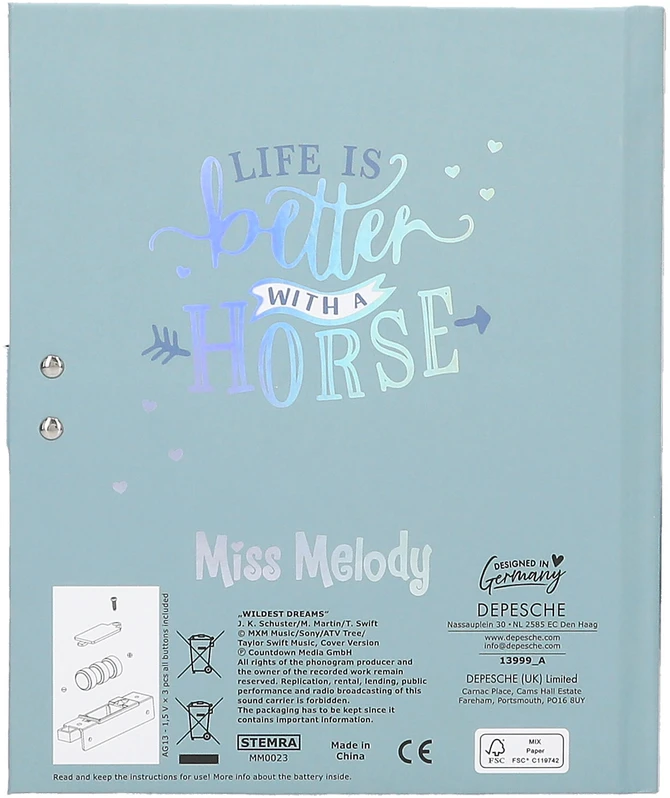 Miss Melody - Dienoraštis su kodu ir garsu, dizainas 2 (0413999)