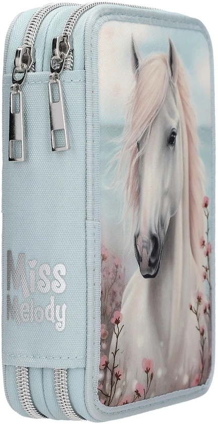 „Miss Melody“ – dvigubas pieštukų dėklas – šviesiai mėlynas