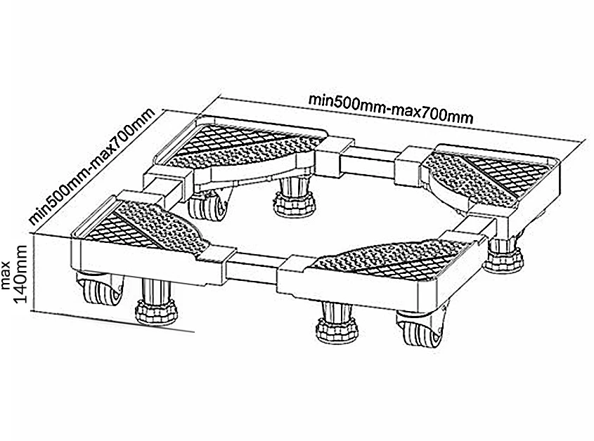 MACLEAN MC-855 Maclean MC-855 Universalus kilnojamas reguliuojamas pagrindas skalbimo mašinai max250kg