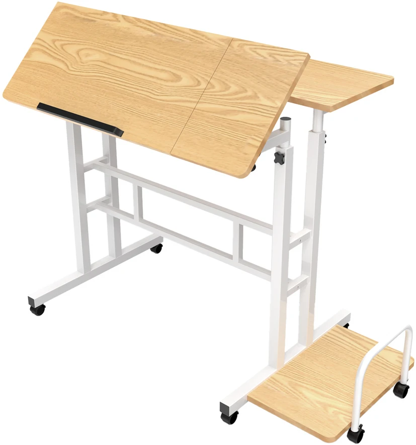Mobilne „Maclean“ mobilus nešiojamojo kompiuterio stalas, baltas, 80x60 cm, maks. 50 kg, reguliuojamas aukštis 67–115 cm, MC-124 W