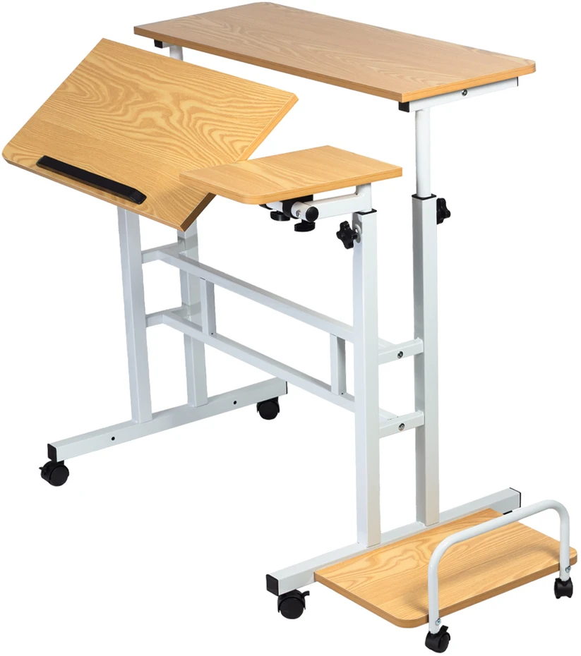 Mobilne „Maclean“ mobilus nešiojamojo kompiuterio stalas, baltas, 80x60 cm, maks. 50 kg, reguliuojamas aukštis 67–115 cm, MC-124 W