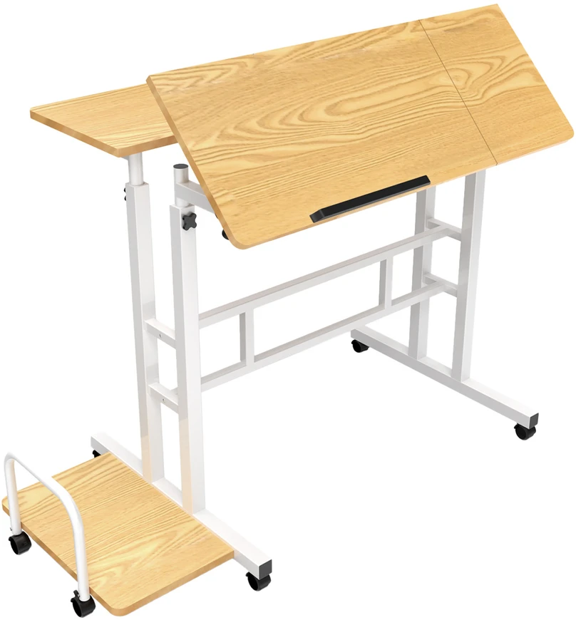 Mobilne „Maclean“ mobilus nešiojamojo kompiuterio stalas, baltas, 80x60 cm, maks. 50 kg, reguliuojamas aukštis 67–115 cm, MC-124 W