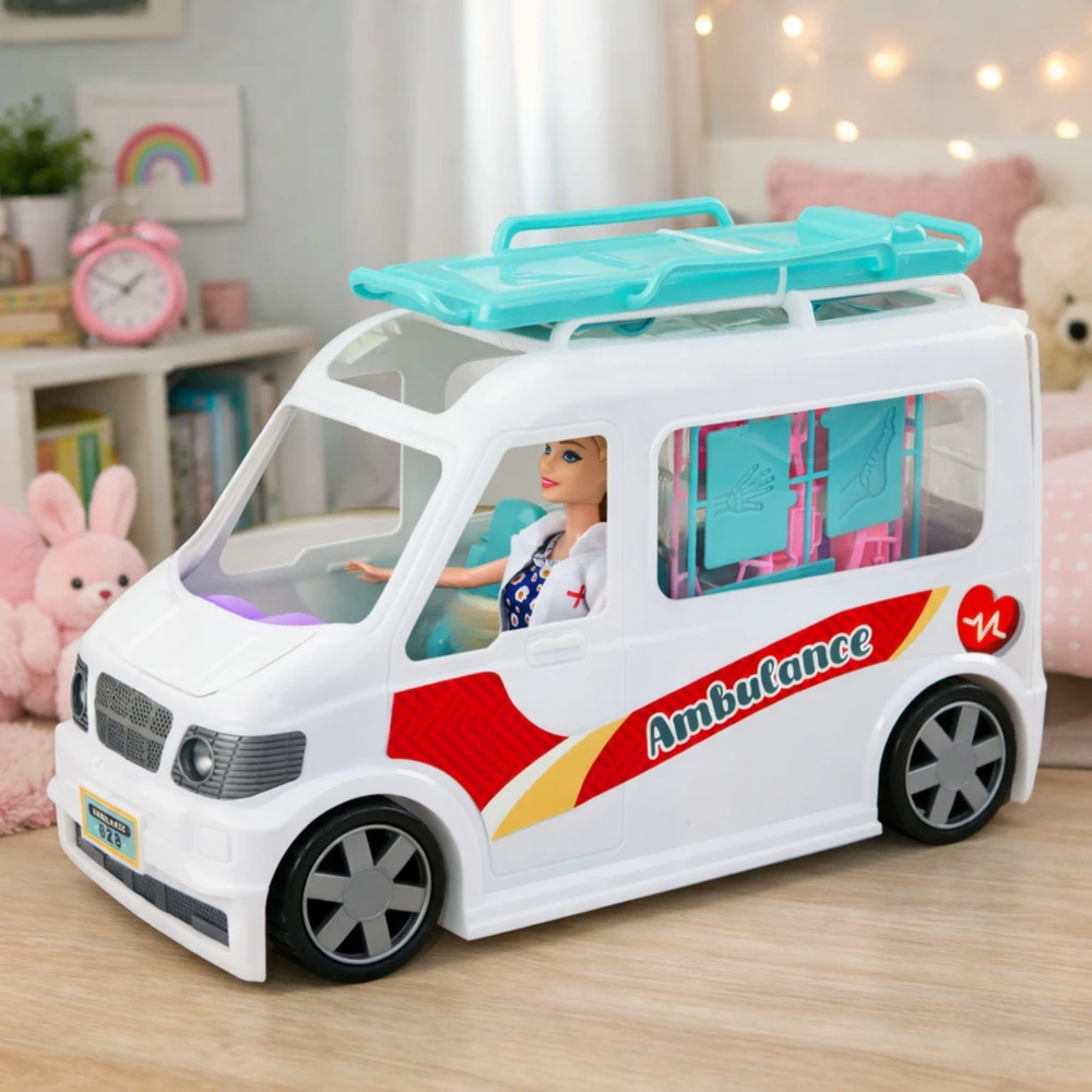 Lean Toys Žaislinė greitoji pagalba balta