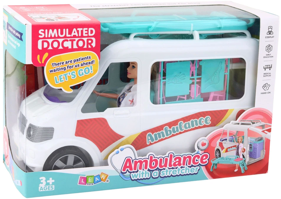 Lean Toys Žaislinė greitoji pagalba balta