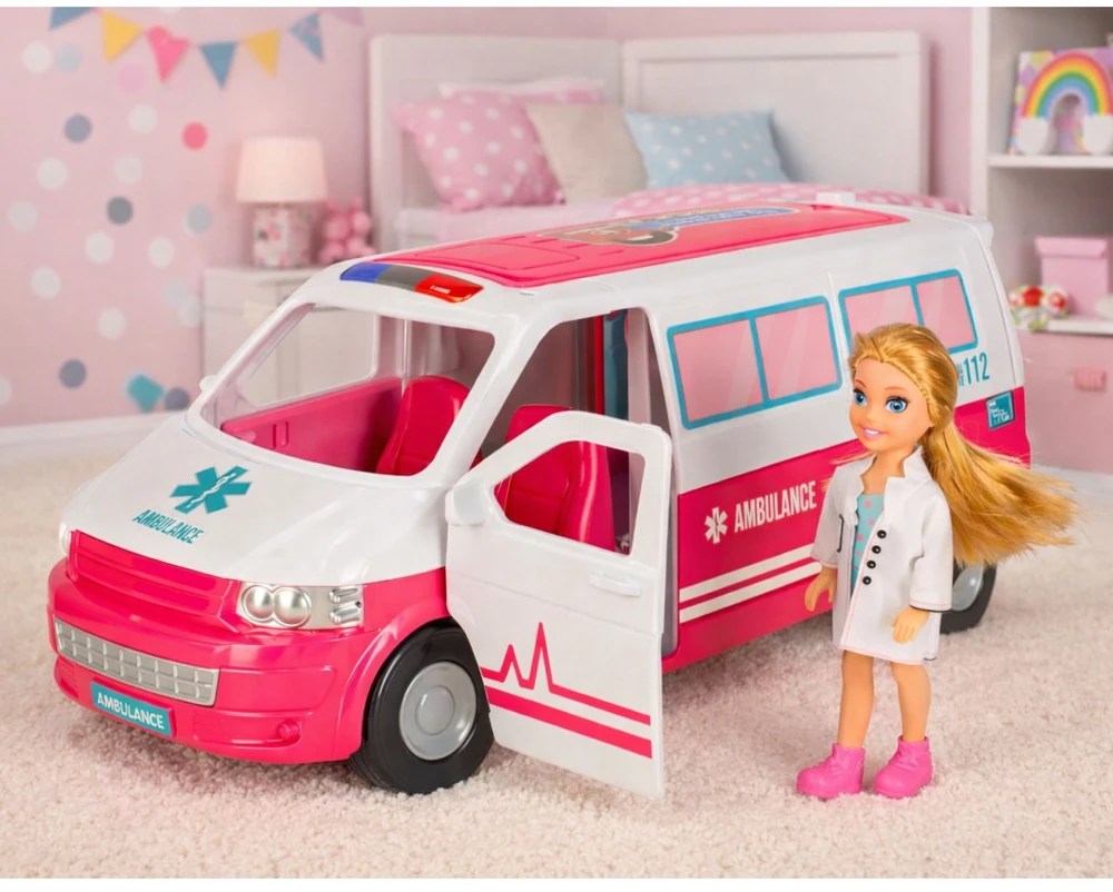 Lean Toys Ambulansinis žaislas ligoninė su gydytoja