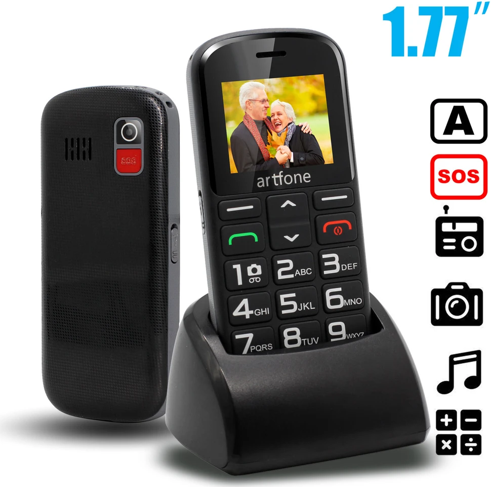 Mobilusis telefonas senjorams, dideli klavišai, SIM kortelė, GSM, signalizacija, kamera, pl meniu
