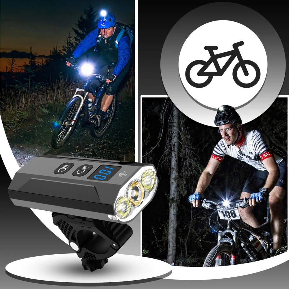 Mocna Galingas dviračio žibintas su LED žibintuvėliu priekyje ir gale, 900 lm žibintuvėlis, 2500 mAh - ER1032