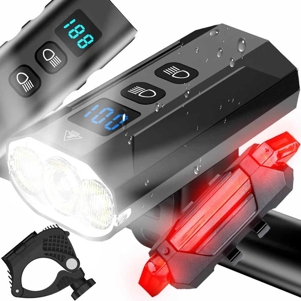Mocna Galingas dviračio žibintas su LED žibintuvėliu priekyje ir gale, 900 lm žibintuvėlis, 2500 mAh - ER1032