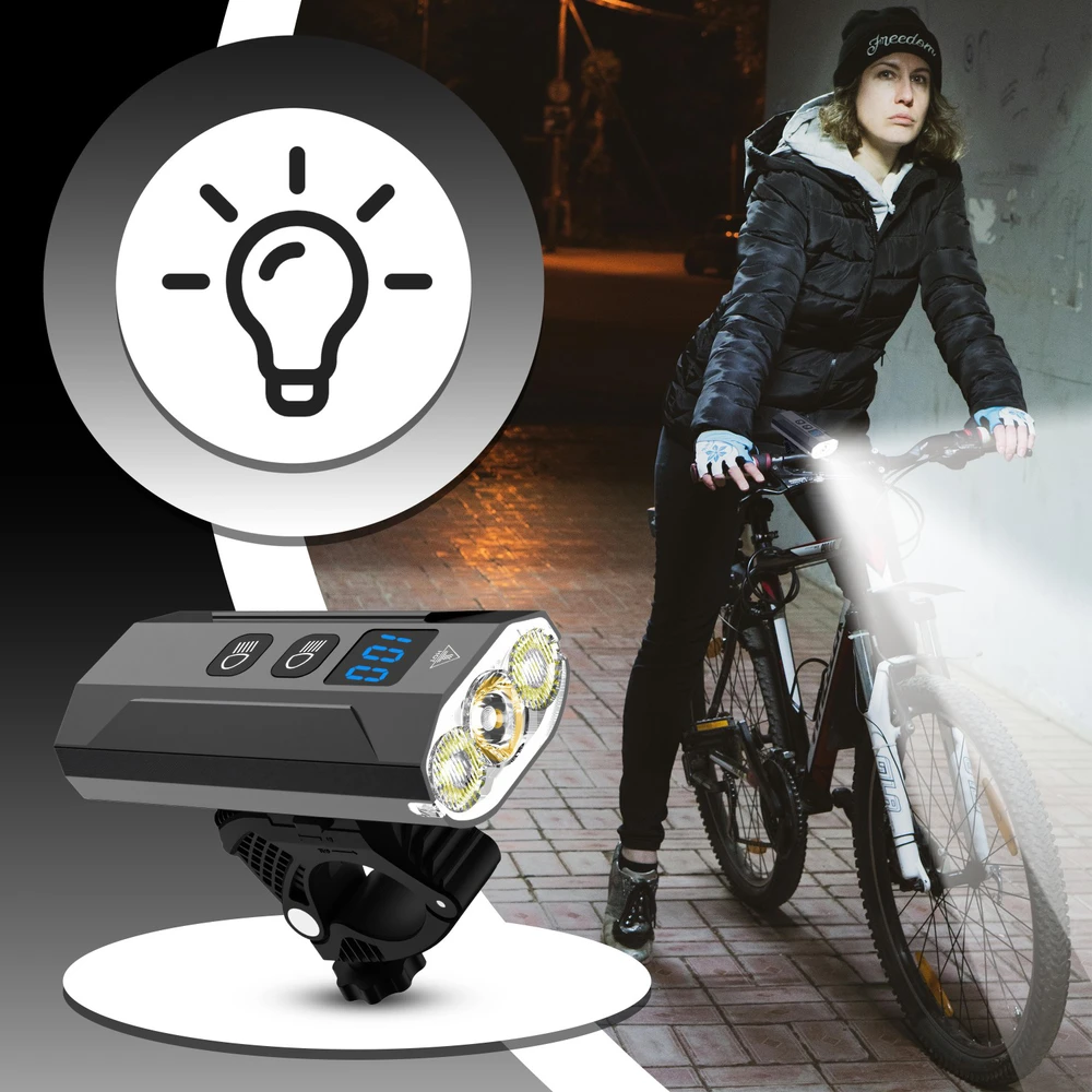 Mocna Galingas dviračio žibintas su LED žibintuvėliu priekyje ir gale, 900 lm žibintuvėlis, 2500 mAh - ER1032