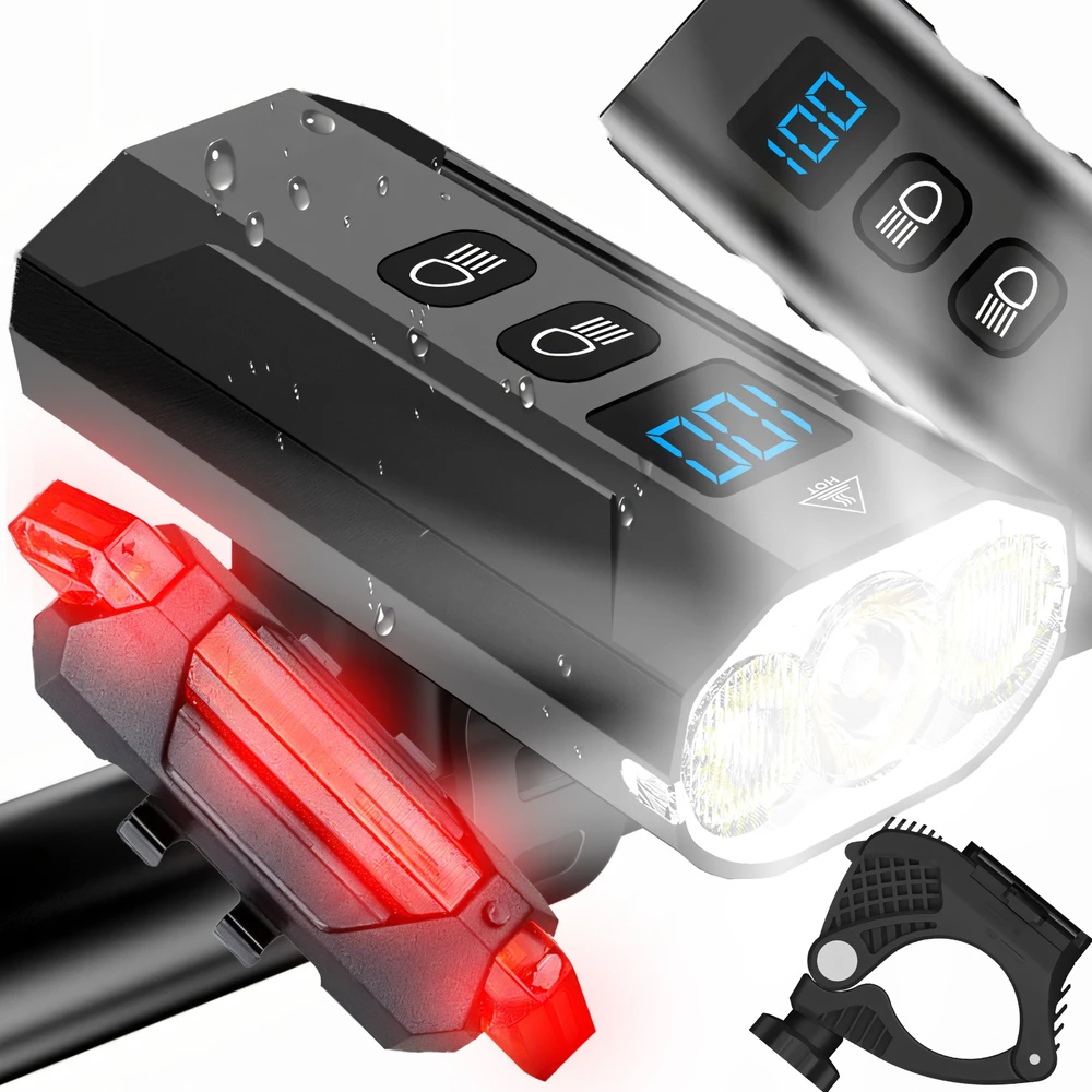 Mocna Galingas dviračio žibintas su LED žibintuvėliu priekyje ir gale, 900 lm žibintuvėlis, 2500 mAh - ER1032
