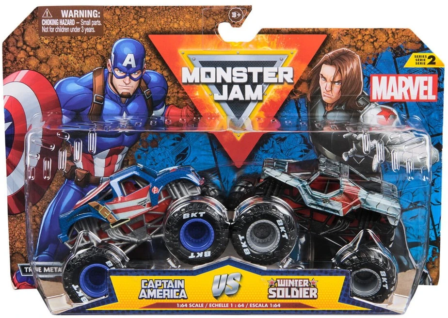 „Monster Jam“ – 1:64 „Marvel“ 2 vnt. rinkinys – Kapitonas Amerika prieš Žiemos kareivį