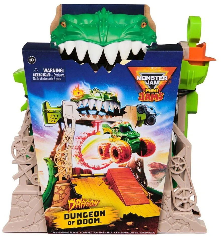 MONSTER JAM MINI JAMS paleidimo trasa su transporto priemone Dungeon of Doom, 6069758