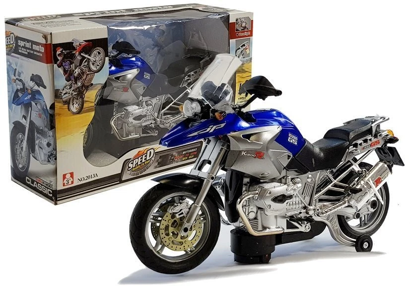 Lean Toys Mėlynas baterijomis varomas motociklas su šviesomis ir muzika