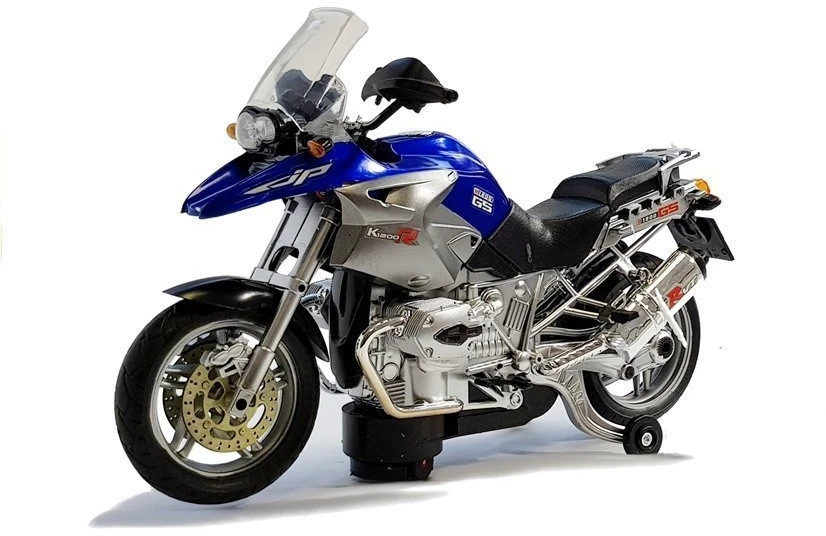 Lean Toys Mėlynas baterijomis varomas motociklas su šviesomis ir muzika