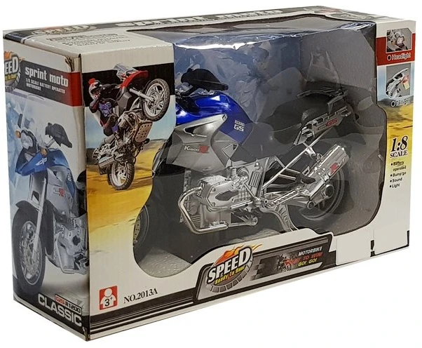 Lean Toys Mėlynas baterijomis varomas motociklas su šviesomis ir muzika