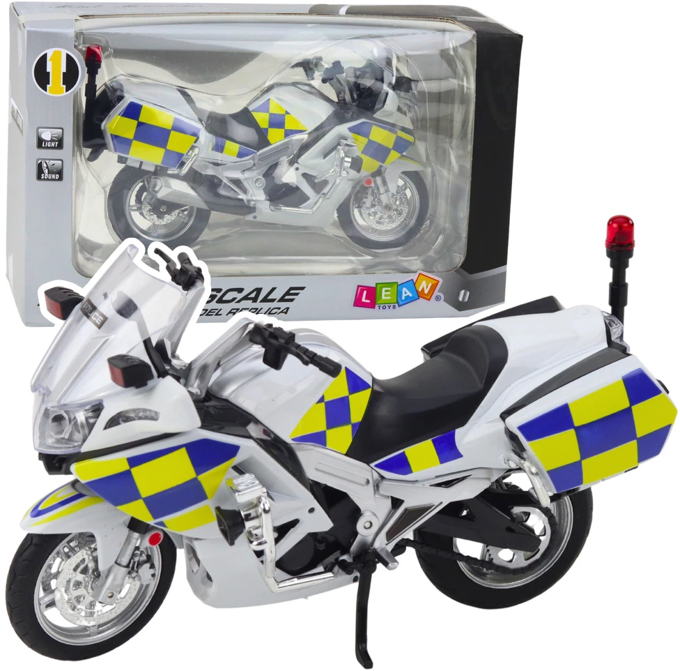 Lean Toys POLICIJOS MOTOCIKLAS IŠ METALO SU ŠVIESOMIS IR GARSU 1:12