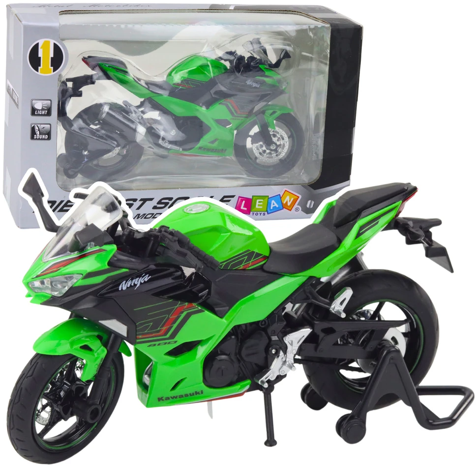 Lean Toys Žalias sportinis motociklas 1:12 su šviesomis ir garsais