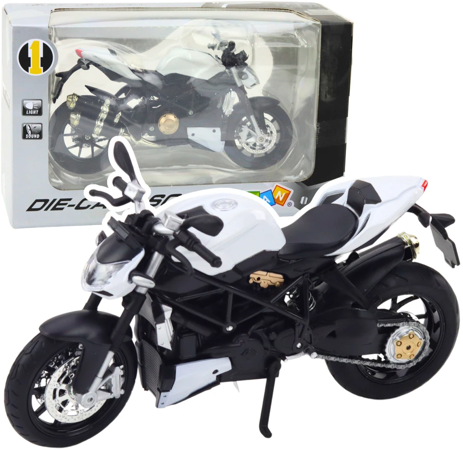 Lean Toys METALINIS SPORTINIS MOTOCIKLAS – Baltas 1:12