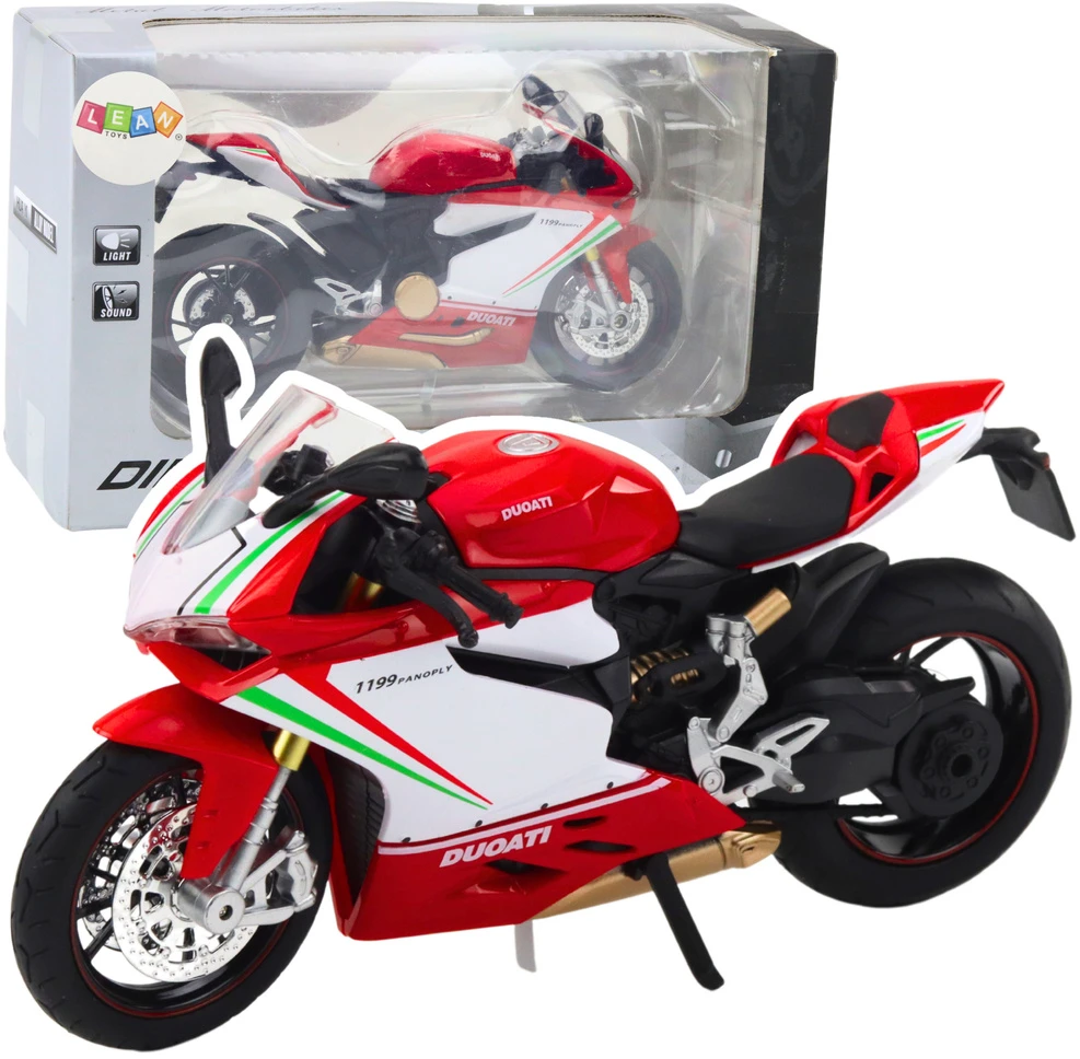 Lean Toys Raudonas Metalinis Sportinis Motociklas su Šviesomis ir Garsais 1:12