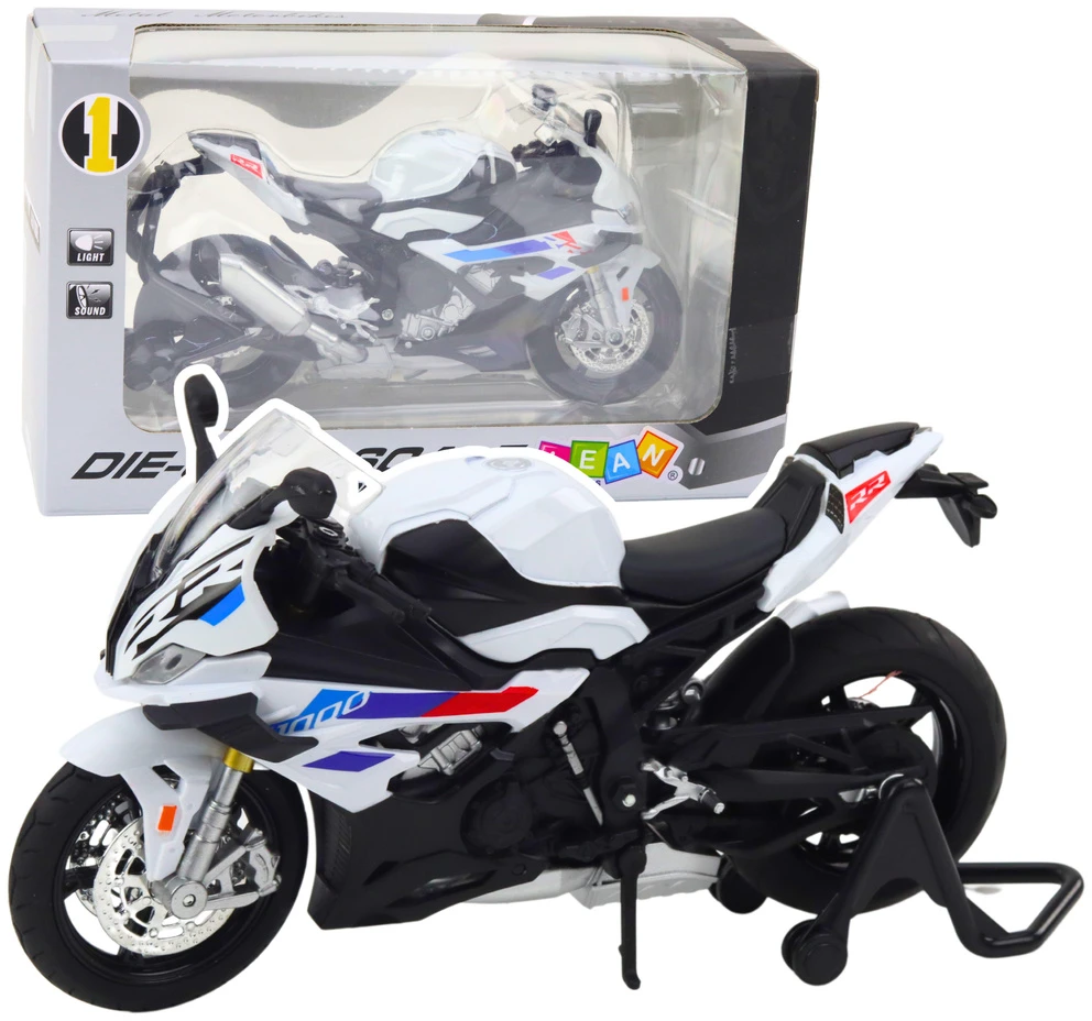Lean Toys SPORTINIS MOTOCIKLAS METALINIS BALTYAS S1000 1:12