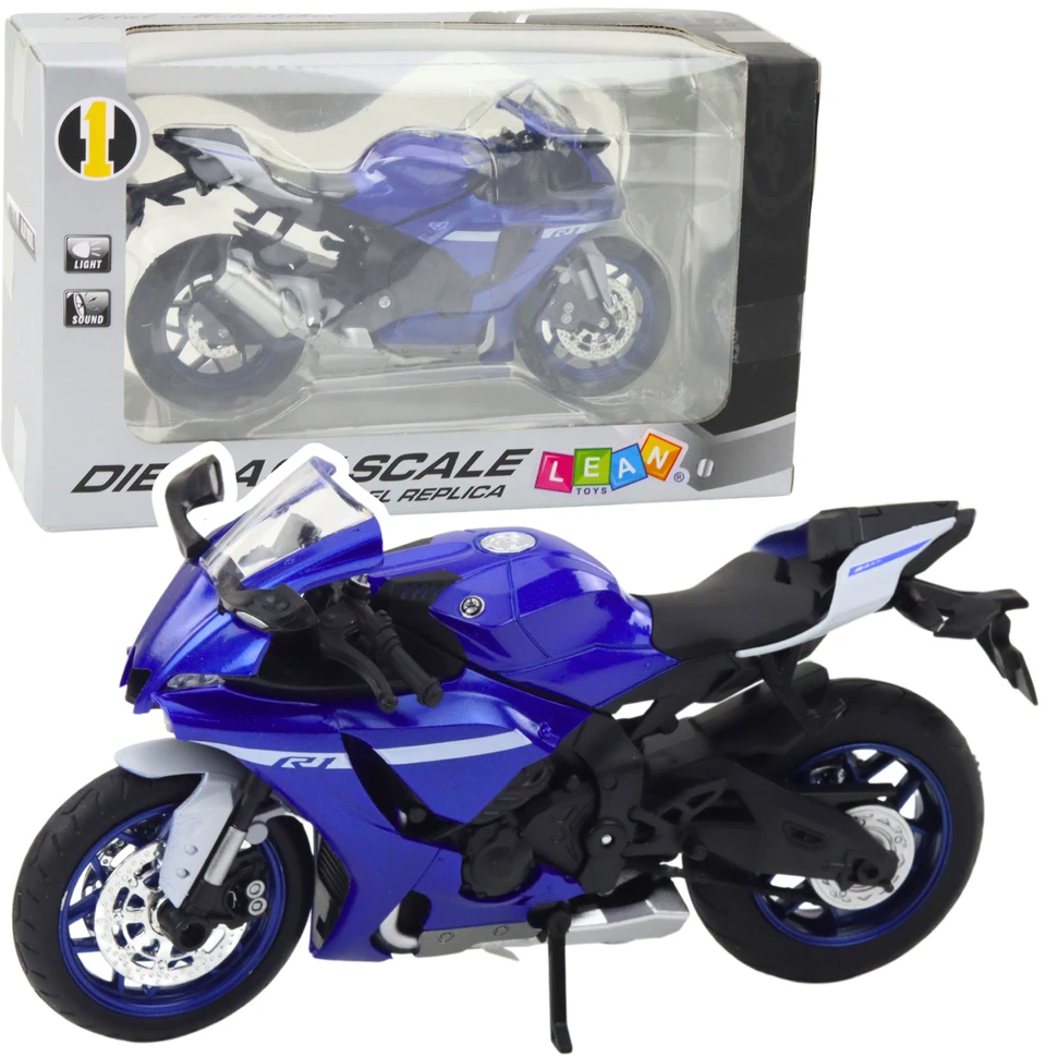 Lean Toys SPORTINIS MOTOCIKLAS METALINIS TAMSIAI MĖLYNAS R1 1:12