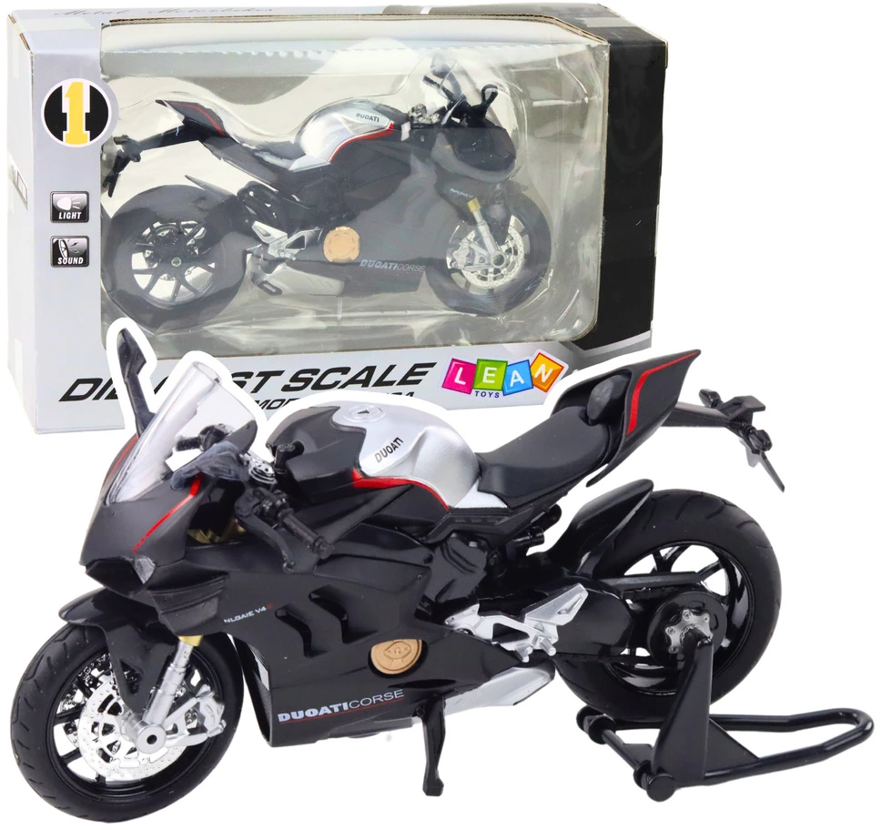 Lean Toys SPORTINIS MOTOCIKLAS IŠ METALO – Juodas V4 1:12