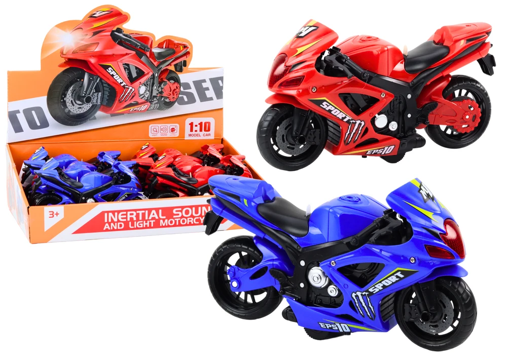 Lean Toys Sportinis motociklas su trinties pavara, šviesomis ir garsu
