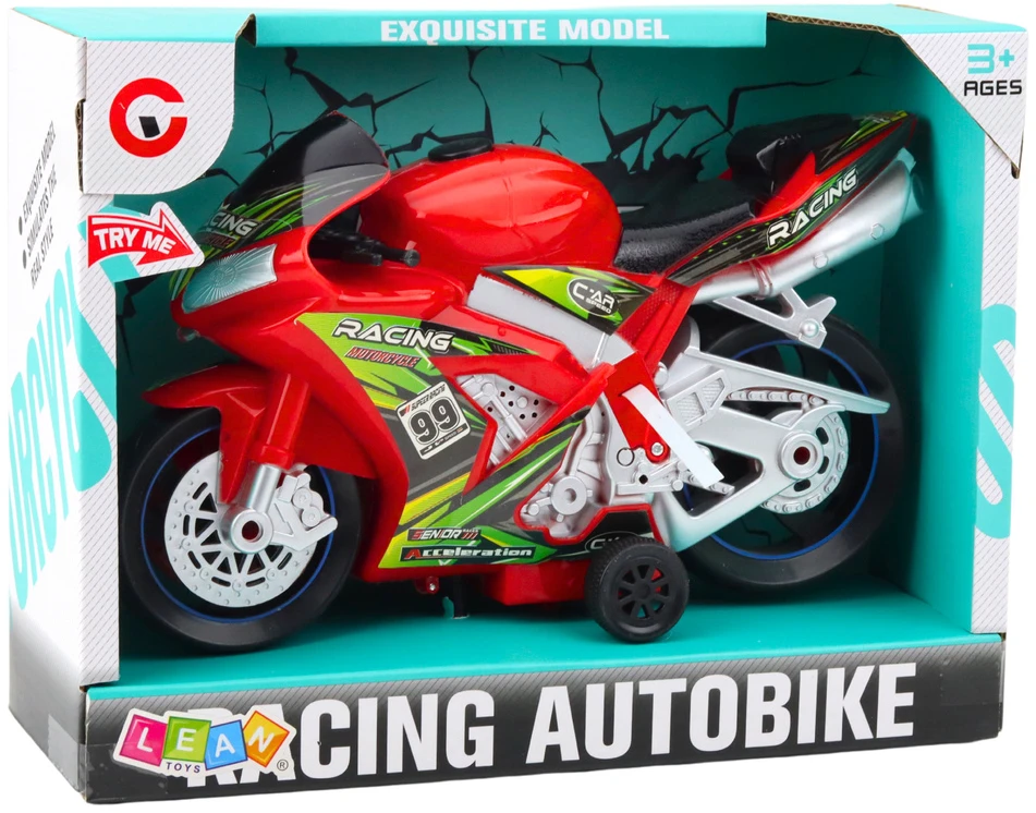 Lean Toys Raudonas lenktynių motociklas su šviesos ir garso efektais