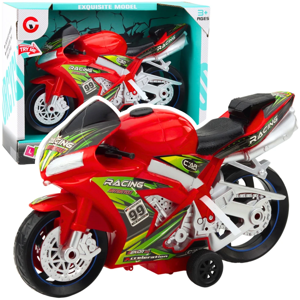 Lean Toys Raudonas lenktynių motociklas su šviesos ir garso efektais