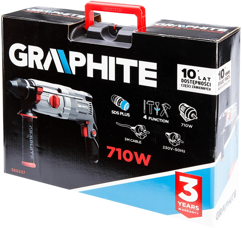 Graphite Perforatorius SDS+ smūginis gręžtuvas 710 W, 2,6 J, lagaminas