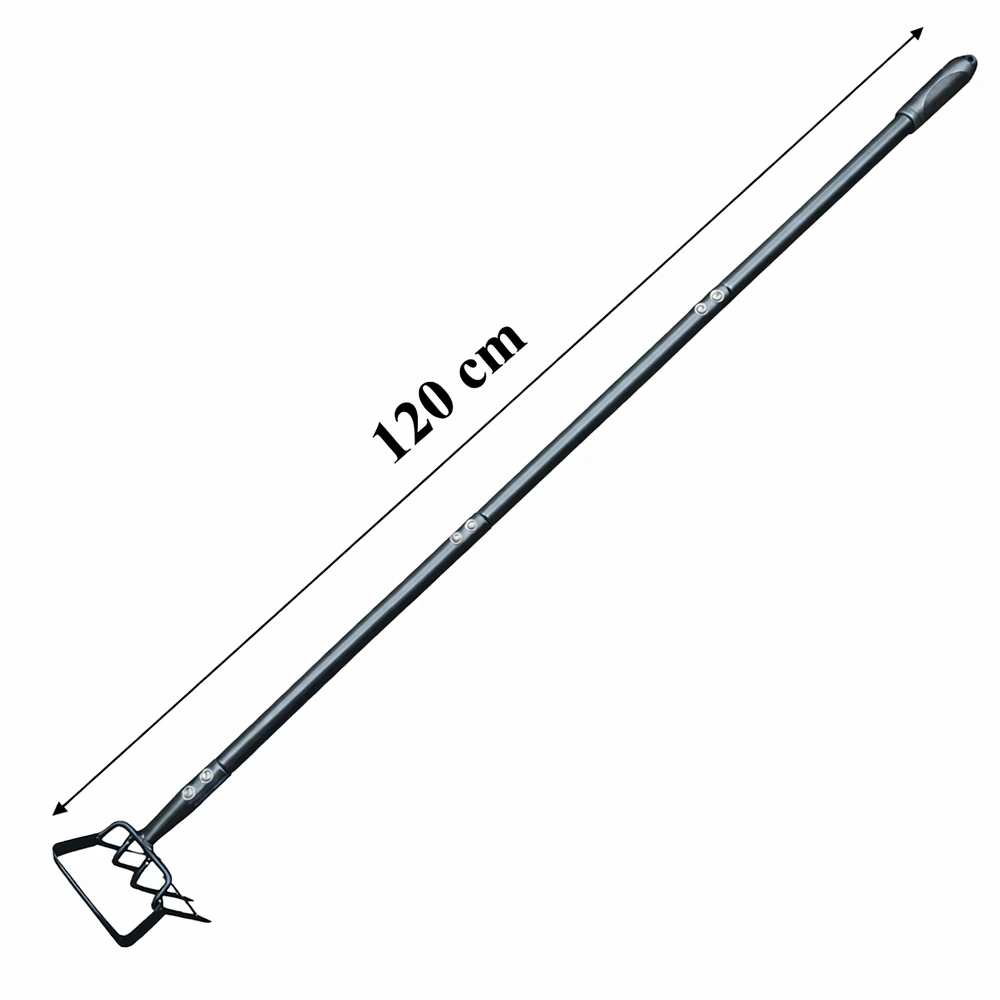 Motyka Kaplūnas su metaline rankena, sodo grėblys, 3 dalys su žnyplėmis, 120 cm