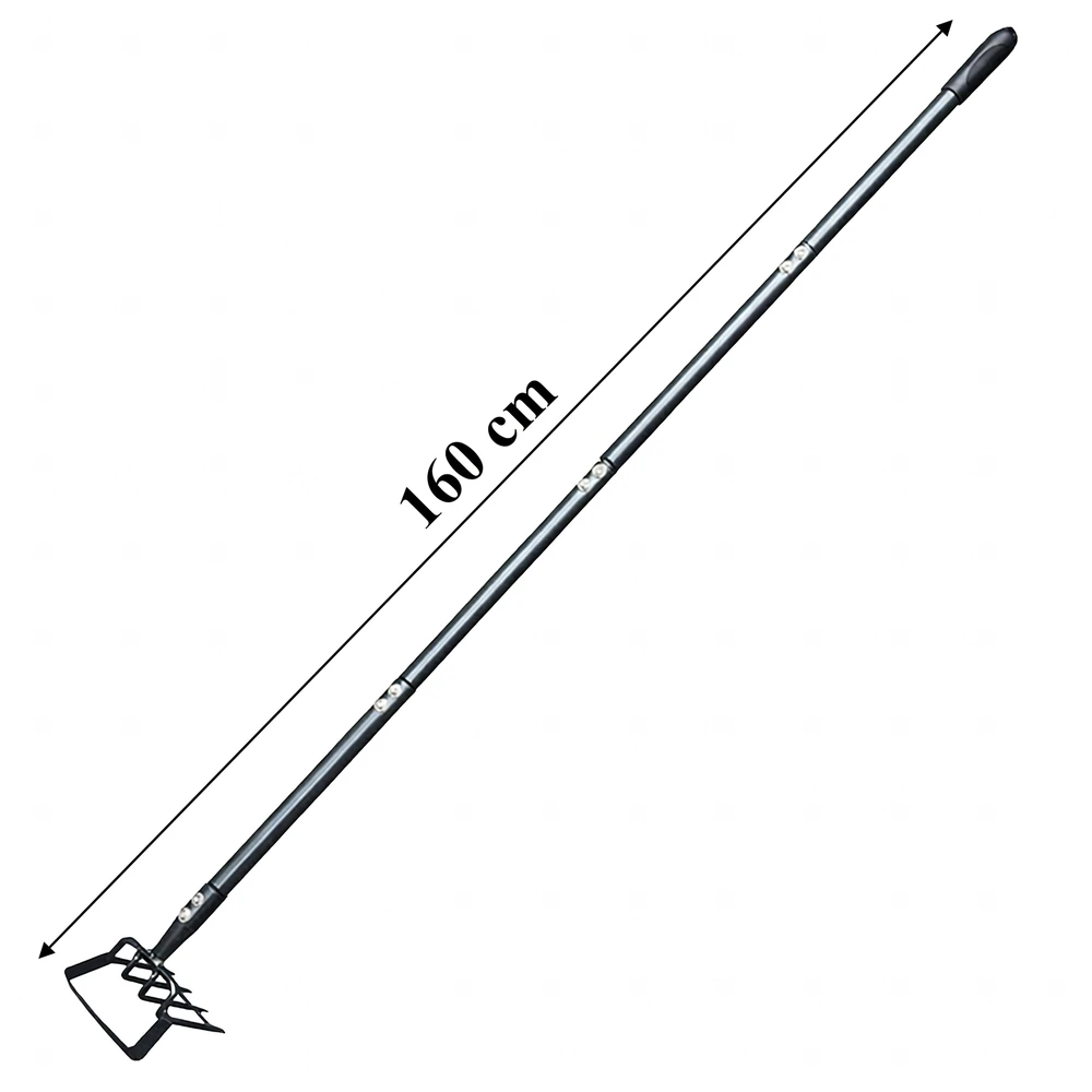 Motyka Kaplūnas su metaline rankena, sodo grėblys, 4 dalys su žnyplėmis, 160 cm