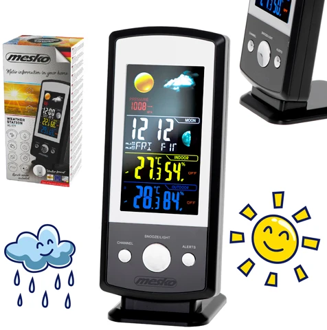 Mesko | MS 1177 | Juodas | Colorful Digital Ekranas | Weather station