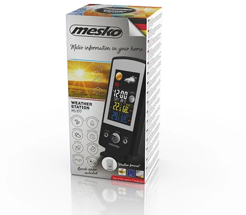 Mesko | MS 1177 | Juodas | Colorful Digital Ekranas | Weather station