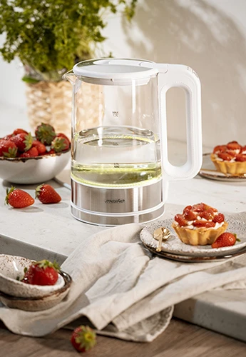 Mesko | Virdulys | MS 1301w | Electric | 1850 W | 1.7 L | Glass | 360° rotational base | Baltas