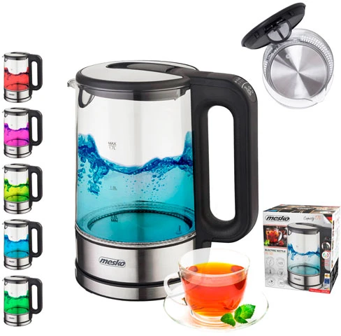 Mesko | Virdulys | MS 1301b | Electric | 1850 W | 1.7 L | Glass | 360° rotational base | Juodas