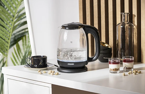 Mesko | Virdulys | MS 1302b | Electric | 2200 W | 1.7 L | Glass | 360° rotational base | Juodas